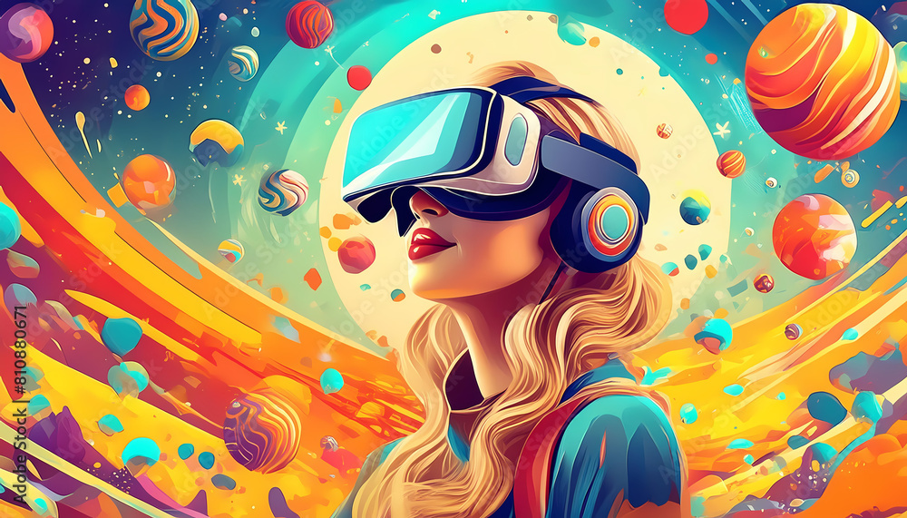 Fototapeta premium Step into the Future, Young Minds Engage with Augmented Reality Eyeglasses VR Experience