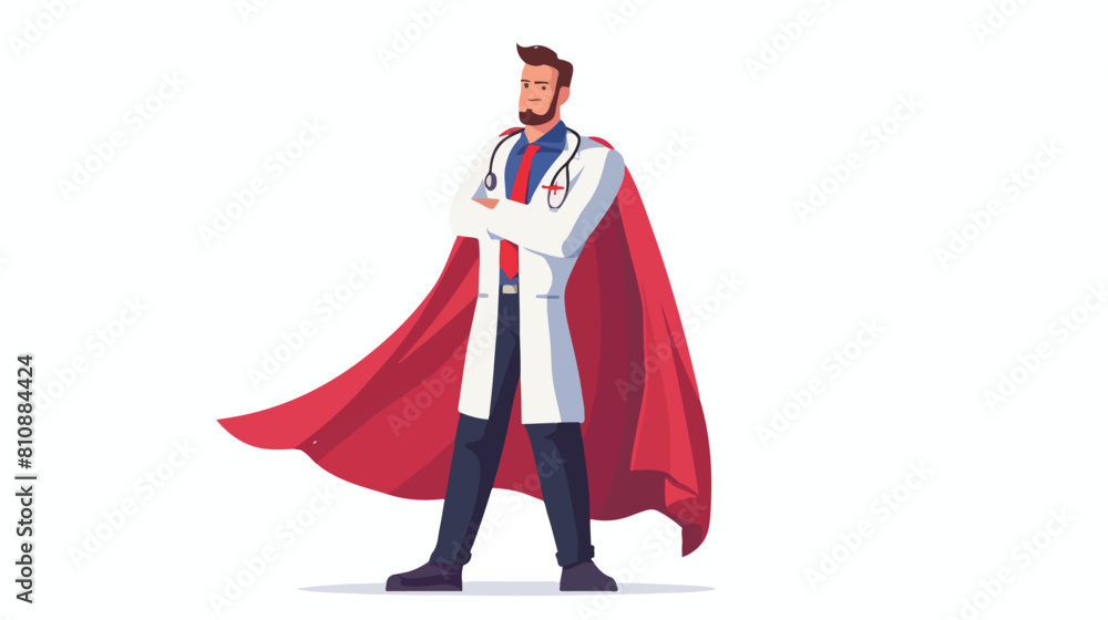 Doctor hero concept. Caucasian male medical doctor in