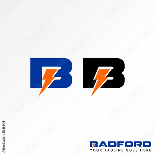 Logo design graphic concept creative vector premium stock letter initial B italic sans serif font with thunder electric. Related monogram beauty brand
