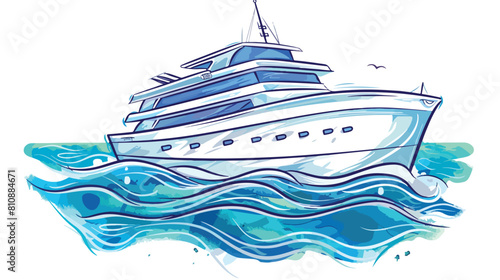 Doodle drawing of passenger ship marine vessel touris photo