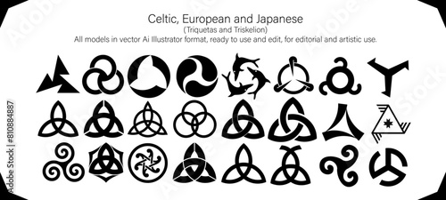 : Celtic European and Japanese Triquetas and Triskelions