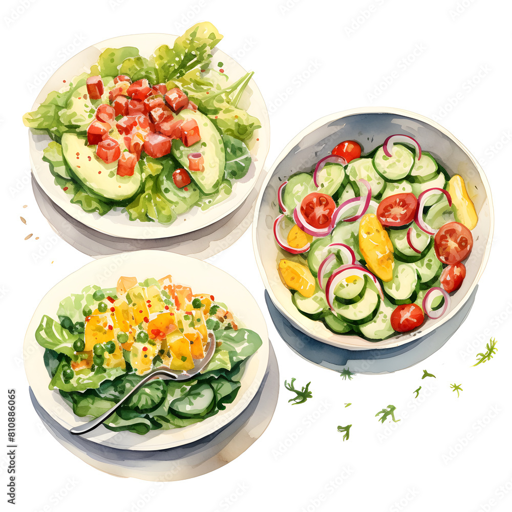 Digital technology salad watercolor design illustration