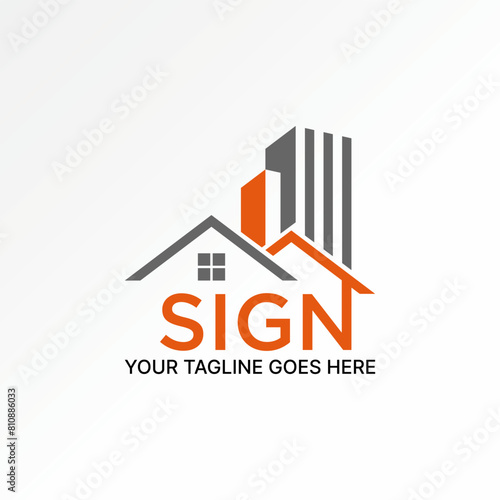 Logo design graphic concept creative vector premium stock abstract word text Sign with roof house and building. Related to property architecture home