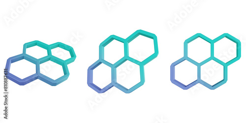 3d honeycomb, geometric shapes 3d set, transparent background