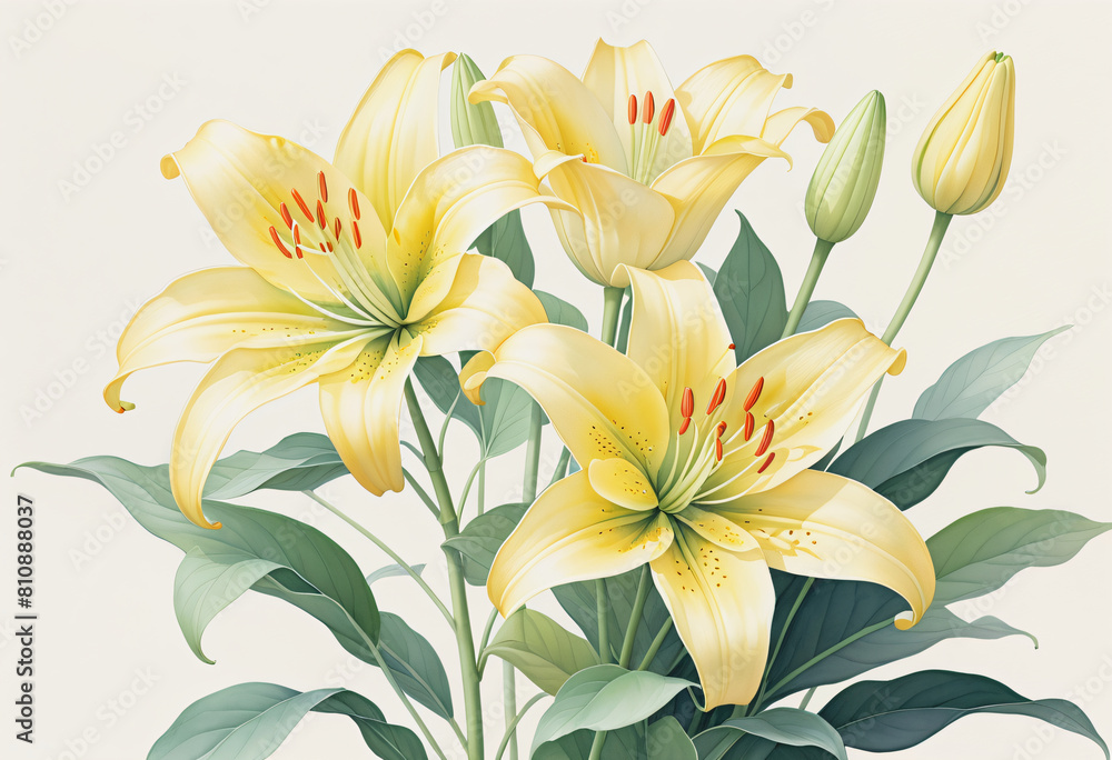 Yellow lily flower on white background Yellow lily flower on white background