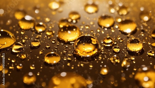 Realistic water droplets on Golden background design wallpaper