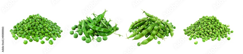 Set of Pile of raw green peas Isolated on transparent background, png Set of Pile of raw green peas Isolated on transparent background, png