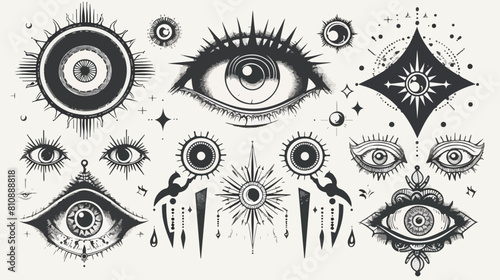 Evil eye sign. Decorative alchemy eyes symbol design photo