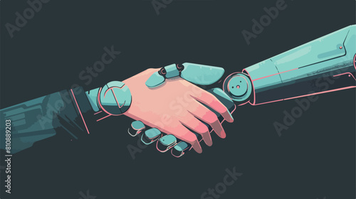 Human hand and robot handshake agreement Vector illustration