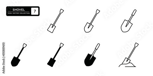 Shovel icon collection, vector icon templates editable and resizable.