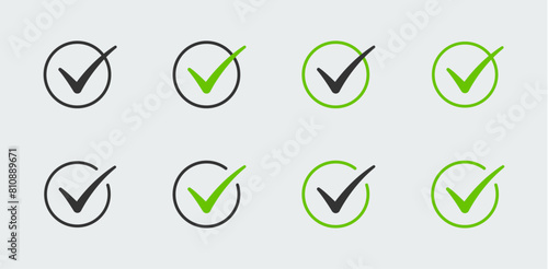 Checkmark icon set. Tick or check mark symbol collection. Easy editable vector design. photo