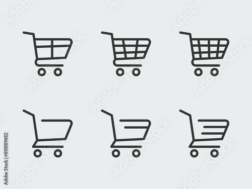 Shopping cart icon set. Easy editable vector design.