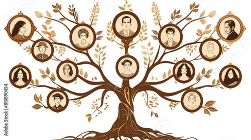Family tree or genealogical chart template with branch photo