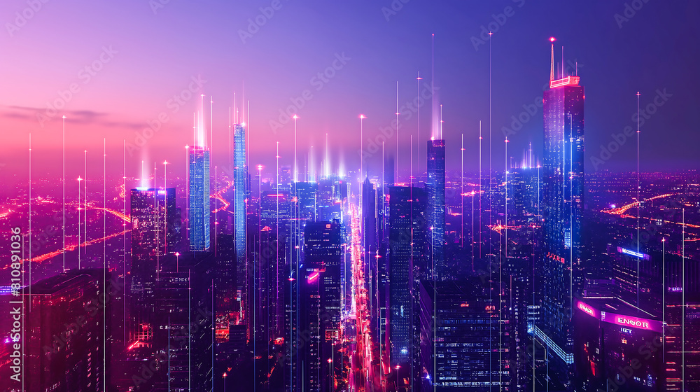 Smart city and communication network concept. 5G. IoT (Internet of Things). Telecommunication. Wide image for banner advertisement ets Smart city and communication network concept. 5G. IoT (Internet of Things). Telecommunication. Wide image for banner advertisement ets