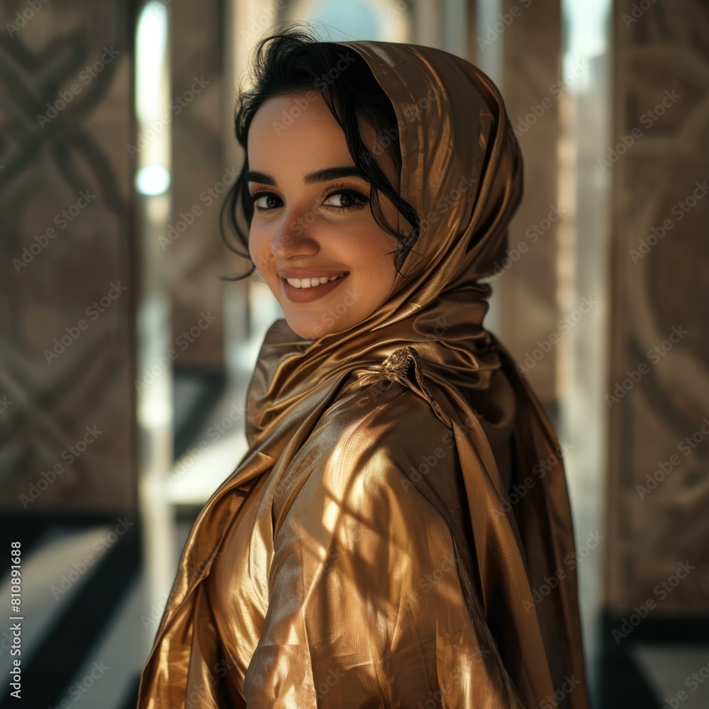 Arabic Speaking Woman Wearing a Headscarf Fictional Character Created By Generative AI. Arabic Speaking Woman Wearing a Headscarf Fictional Character Created By Generative AI.
