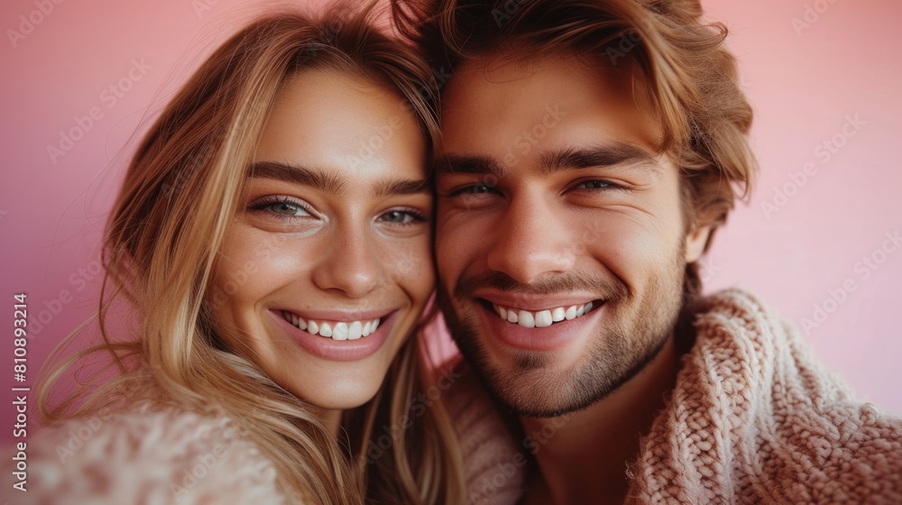 Close-Up Portrait of Happy Young Couple Enjoying a Cozy Moment Together Close-Up Portrait of Happy Young Couple Enjoying a Cozy Moment Together