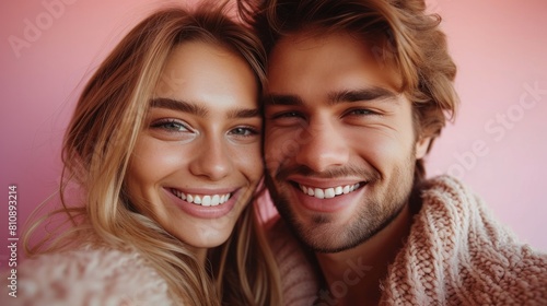 Close-Up Portrait of Happy Young Couple Enjoying a Cozy Moment Together