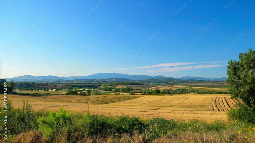 landscape with field and blue sky