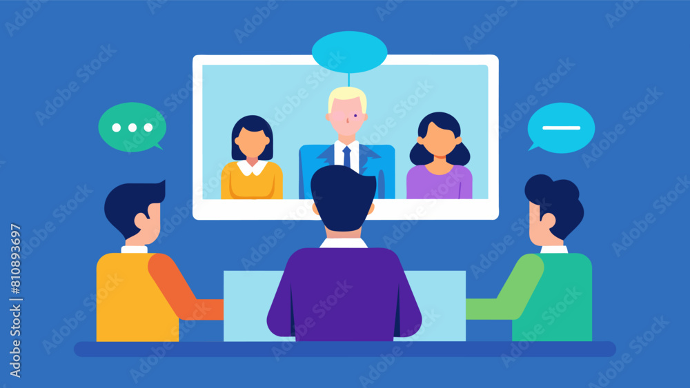 Vector illustration of Group business team video conference meeting online with people in TV display
Vector illustration of Group business team video conference meeting online with people in TV display