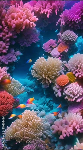 Vibrant coral reefs teeming with marine life.
