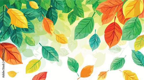 Flat style summer colorful leaves. Nature background.