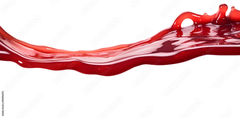 Red liquid plash of tomato, red berry juice or sauce isolated on white background Red liquid plash of tomato, red berry juice or sauce isolated on white background