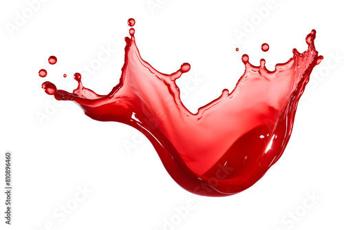 Red liquid plash of tomato, red berry juice or sauce isolated on white background