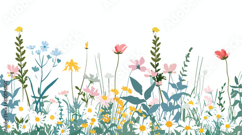 Floral card design summer blossoms. Field flowers rom