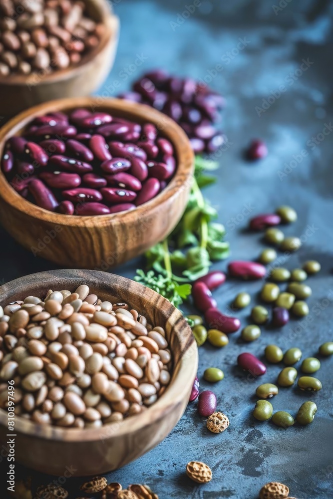 different varieties of beans and legumes. Selective focus.