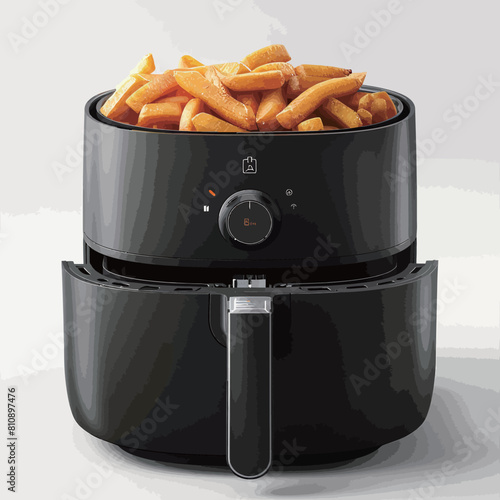 Electric coffee machine with french fries isolated on white background. 3d render 