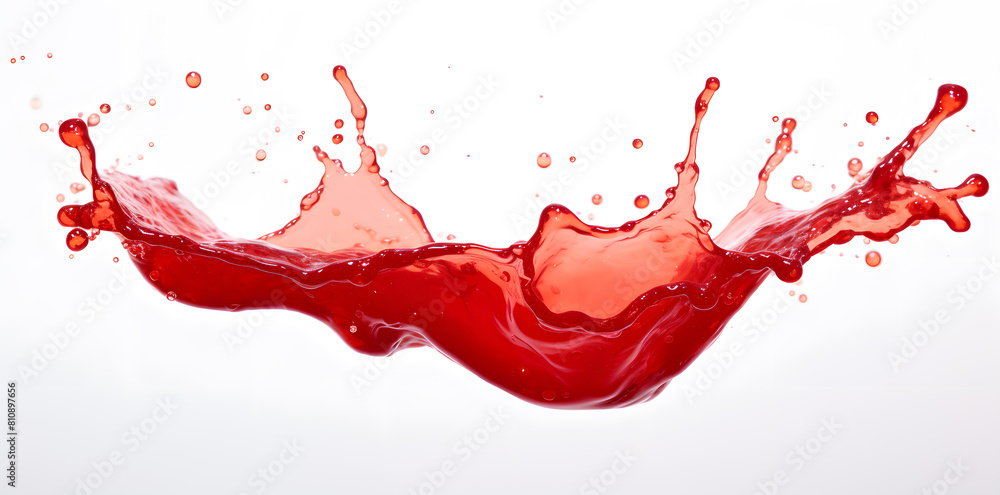Red liquid plash of tomato, red berry juice or sauce isolated on white background Red liquid plash of tomato, red berry juice or sauce isolated on white background