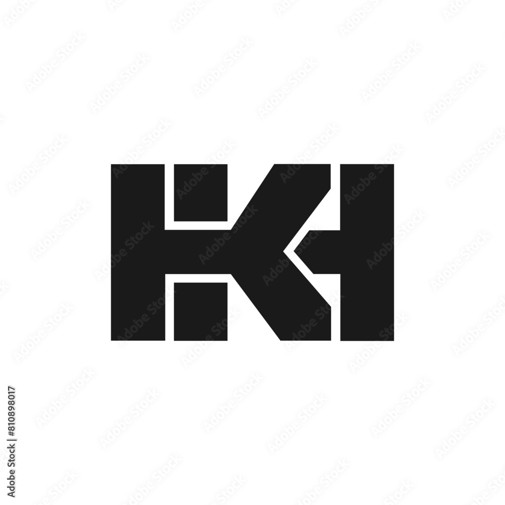 Obraz premium KH logo. K H design. White KH letter. KH, K H letter logo design. Initial letter KH linked circle uppercase monogram logo.