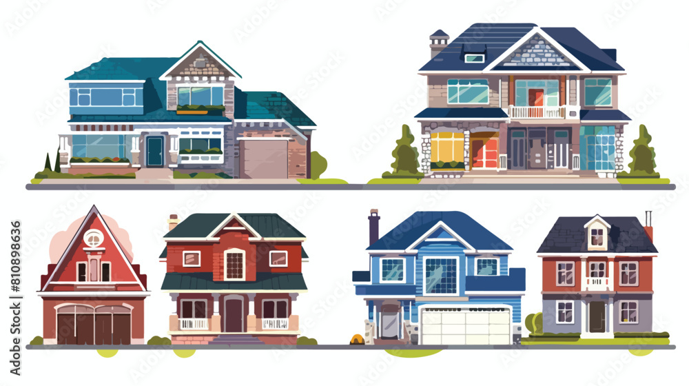 Four of different panel residential houses. 