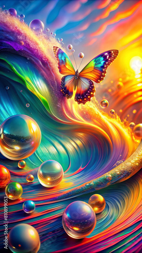 Abstract multicolored background with butterfly © vvicca