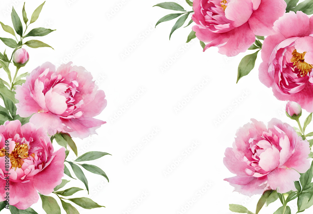 Pink watercolor flowers background
