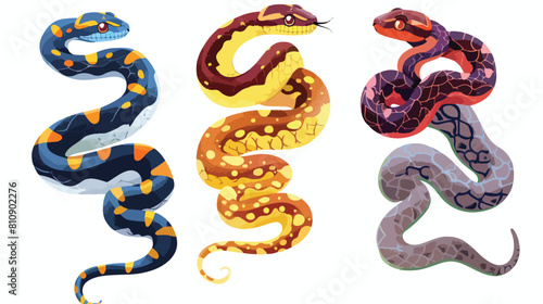 Four of snakes or serpents of different type size