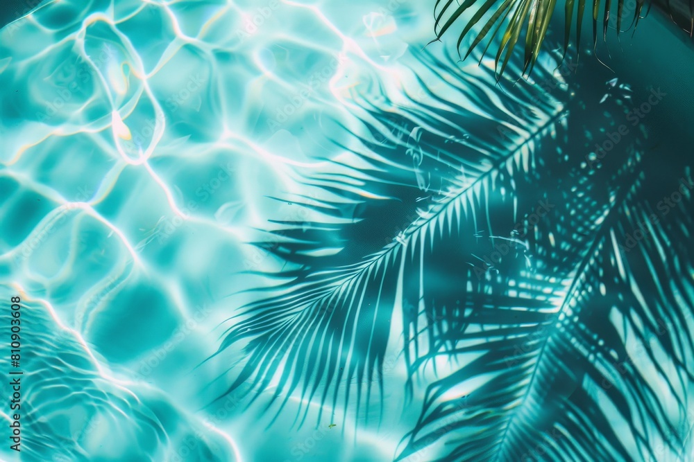 Tropical Serenity. A tranquil aerial view of crystal-clear water rippling under palm tree shadows on a beach.. Beautiful simple AI generated image in 4K, unique. Tropical Serenity. A tranquil aerial view of crystal-clear water rippling under palm tree shadows on a beach.. Beautiful simple AI generated image in 4K, unique.