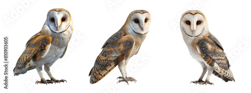 Bundle of Barn Owl Isolated on transparent background photo