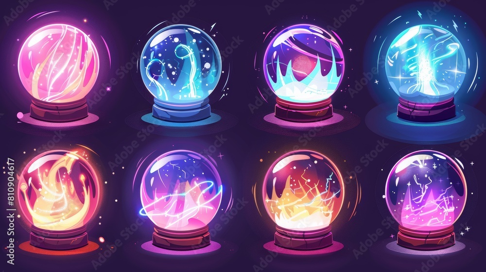 Fantasy shiny globes for magicians, fortune tellers, and witchcraft
