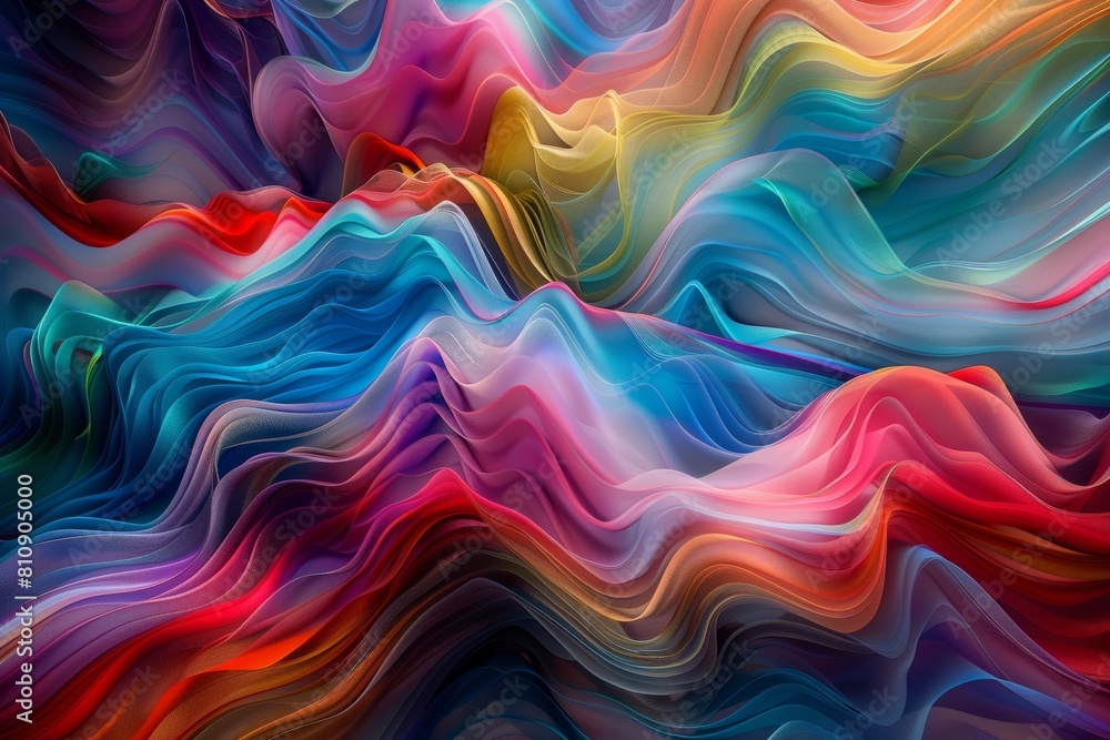 Fototapeta premium colorful wavy lines abstract background. rainbow wavy multicolored backdrop banner. clouds of smoke.