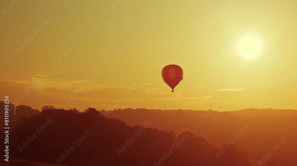 Misty Balloon Flight Over Autumn Forest