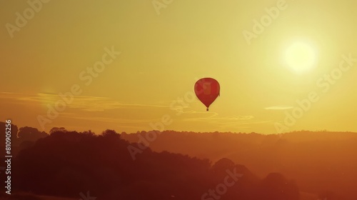 Misty Balloon Flight Over Autumn Forest