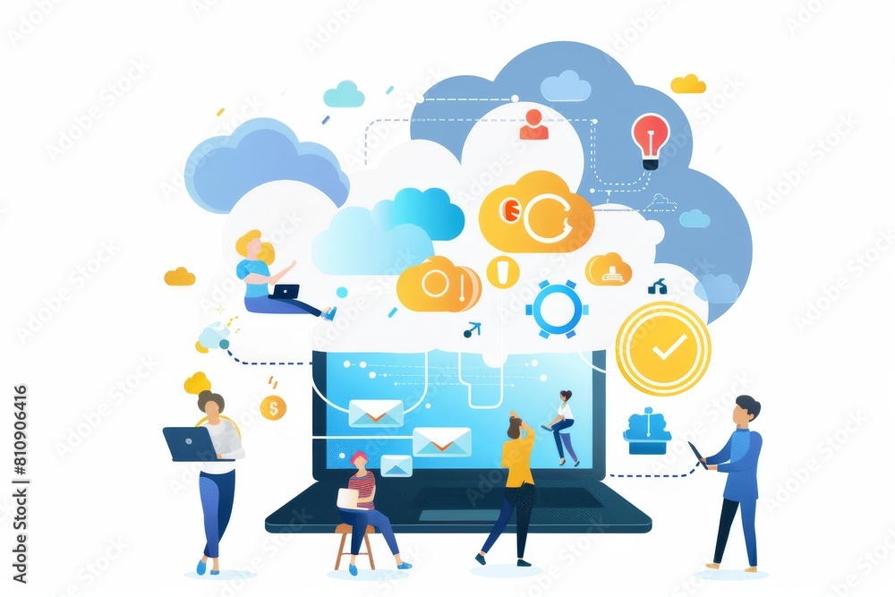 Collaboration and integration in cloud hosting for teamwork virtual coworking communities, project management and digital productivity in tech workspaces