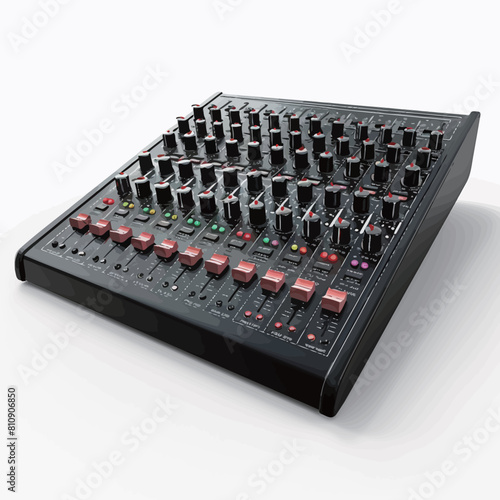 Professional audio mixer on a gray background. 3d render image 