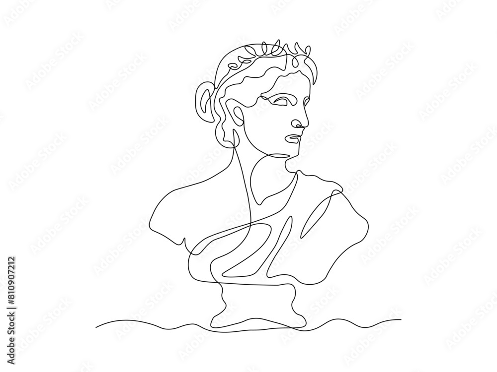 ancient Greek,ancient Roman bust of woman,logo,continuous single line art hand drawing sketch ancient Greek,ancient Roman bust of woman,logo,continuous single line art hand drawing sketch