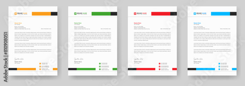 Modern creative letterhead template with yellow, blue, green and red color layout. Company stationery design, letterhead, letter head, Business letterhead design.