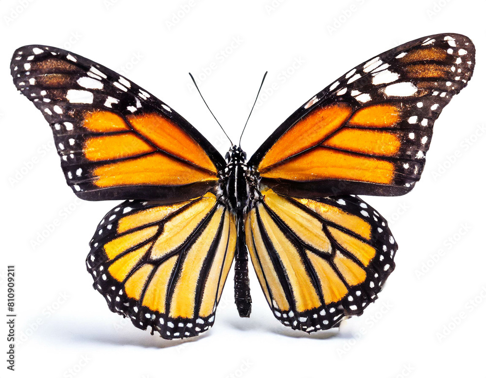 Fototapeta premium Monarchfalter isoliert auf weißen Hintergrund, Freisteller