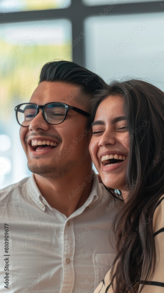 A happy couple smiling and sharing laughter Fictional Character Created By Generative AI. A happy couple smiling and sharing laughter Fictional Character Created By Generative AI.