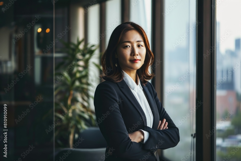 Executive Woman in Business Suit Posing for a Photo Fictional Character Created By Generative AI. Executive Woman in Business Suit Posing for a Photo Fictional Character Created By Generative AI.