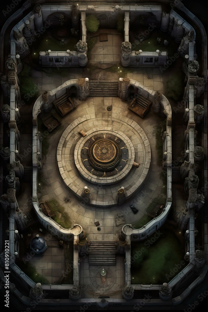 DnD Battlemap mystery, underground, shadows, sanctuary, crypt, shadowed